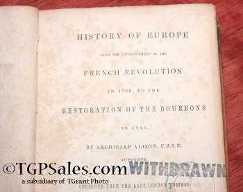 History of Europe from 1789 to 1815 by Archibald Alison 1844 