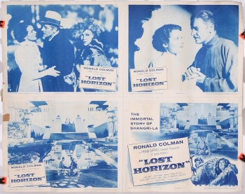 Lost Horizon (1937) four 11" x 14" 1956 reissue original lobby cards