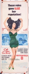 Butterfield 8 & Cat On a Hot Tin Roof (1966 re-release poster) 14" x 36"- original movie poster with Elizabeth Taylor